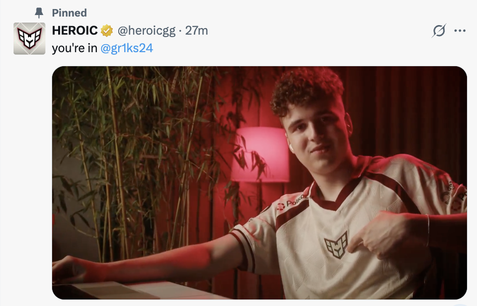 开云体育下载-Heroic官宣签约新狙击手gr1ks，代替离队的SunPayus